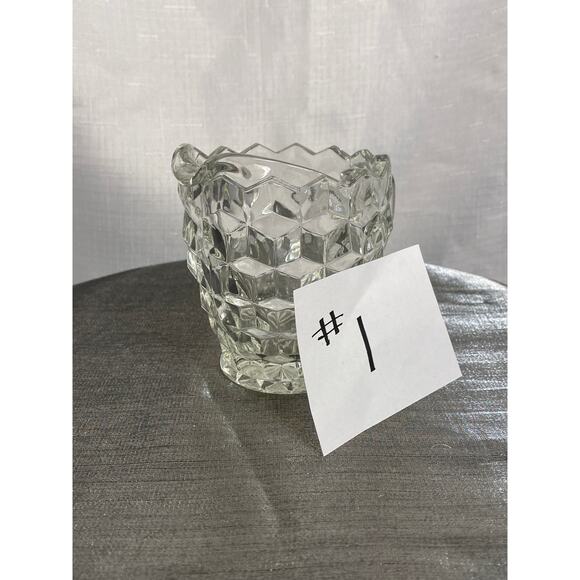 VTG Fostoria American Pressed Clear Glass CREAMER Cubist pattern EUC - Picture 3 of 14